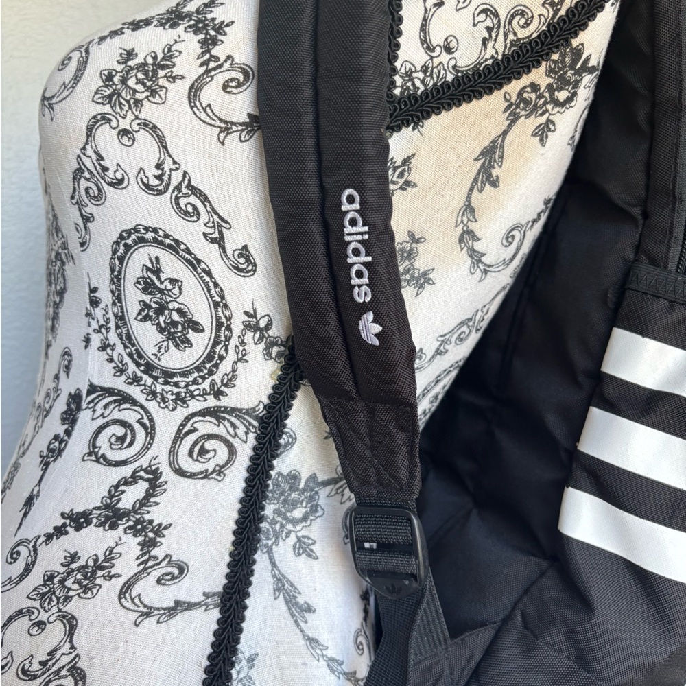 adidas Black Trefoil Logo Backpack with White Accents - Picture 7 of 13